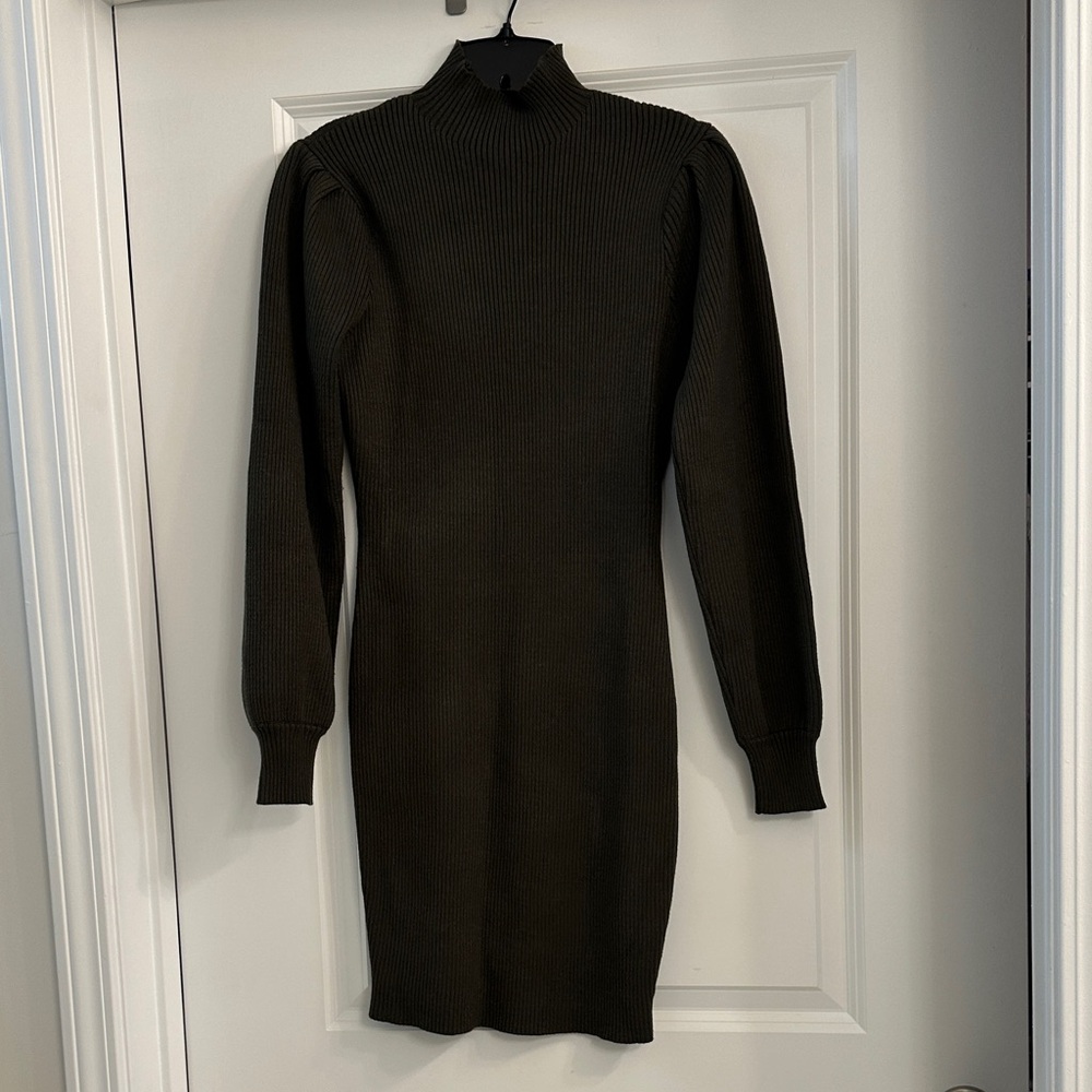 Army green Ribbed sweater Dress